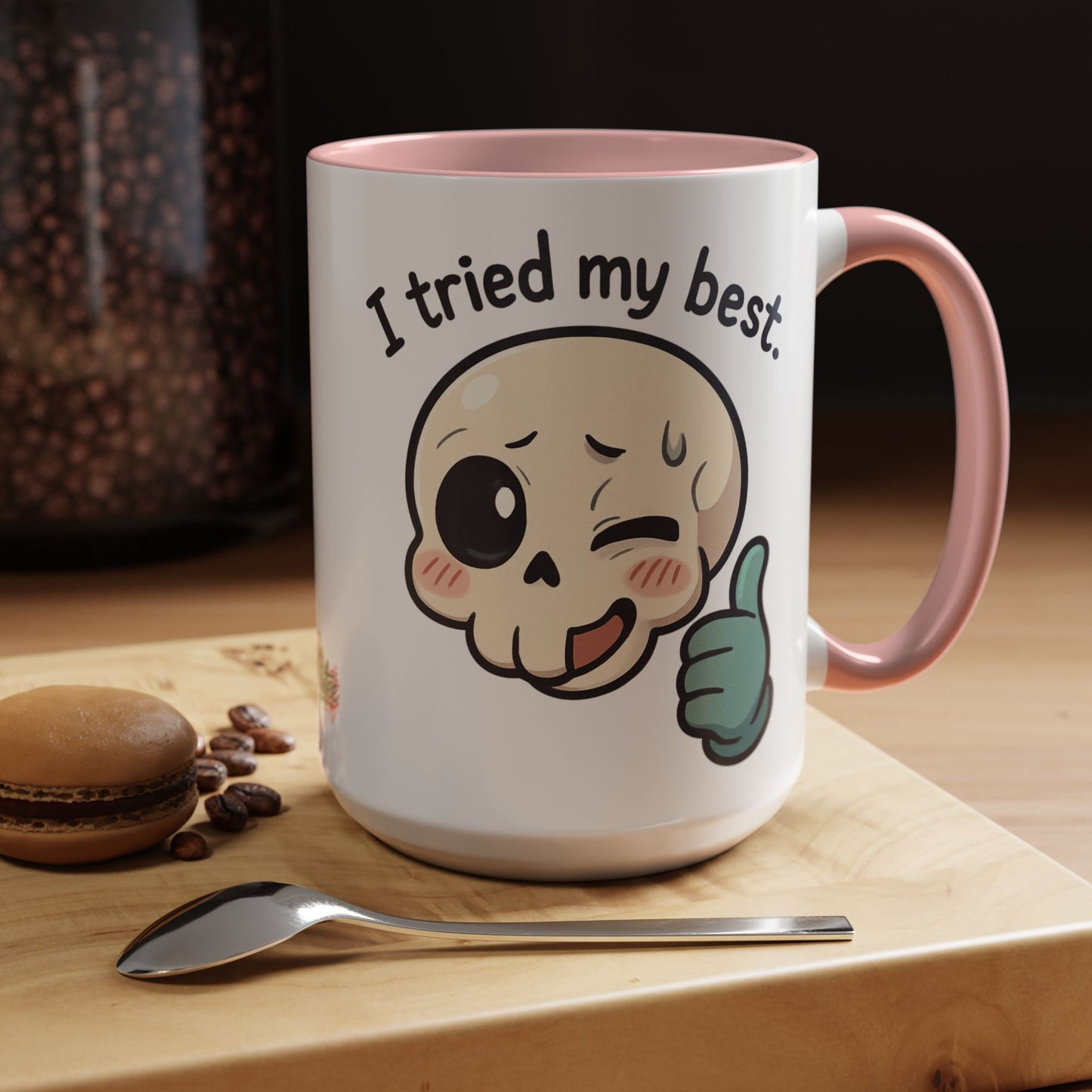 HoodnTee Mug - I Tried My Best Skull Coffee Mug — Cute Goth Accent Ceramic Mug (11/15oz)