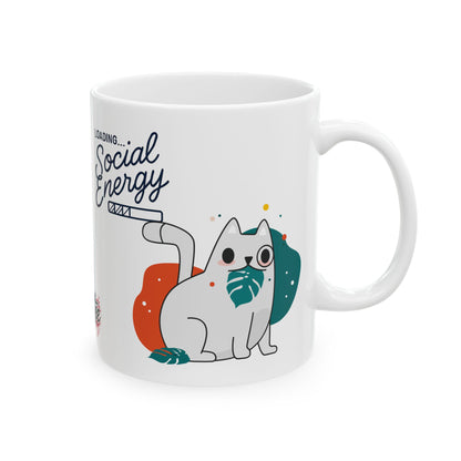 HoodnTee Mug | Social Energy Loading Cat Mug 🔋☕