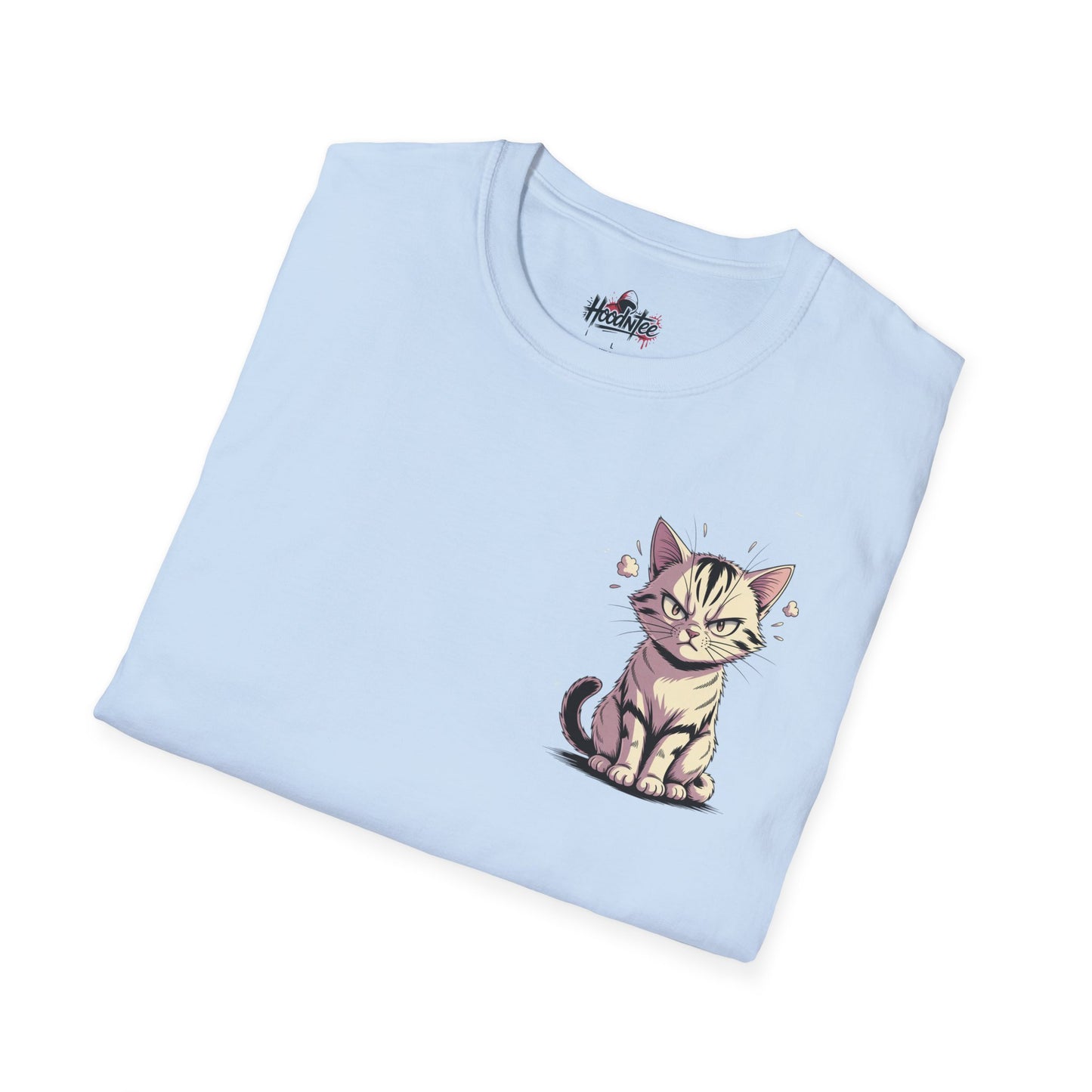 HoodnTee Shirt - "Give Me Coffee & Meow" Cute Grumpy Cat Graphic Tee