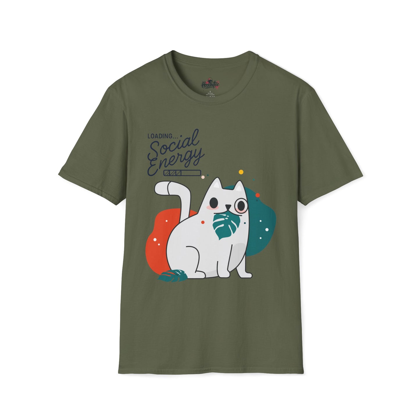 HoodnTee Shirt | Social Energy Loading... Cute Cat Tee 🔋🐈
