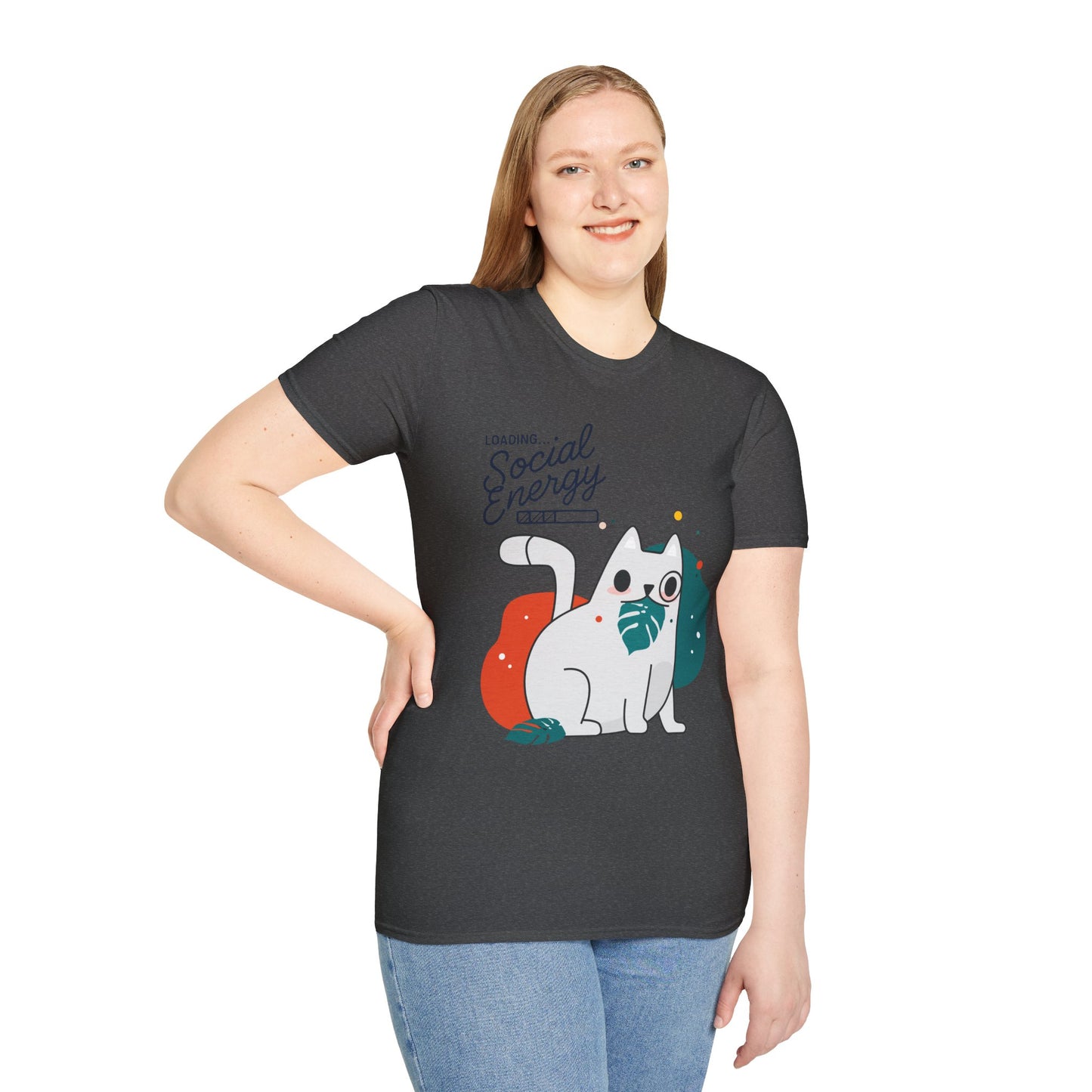 HoodnTee Shirt | Social Energy Loading... Cute Cat Tee 🔋🐈