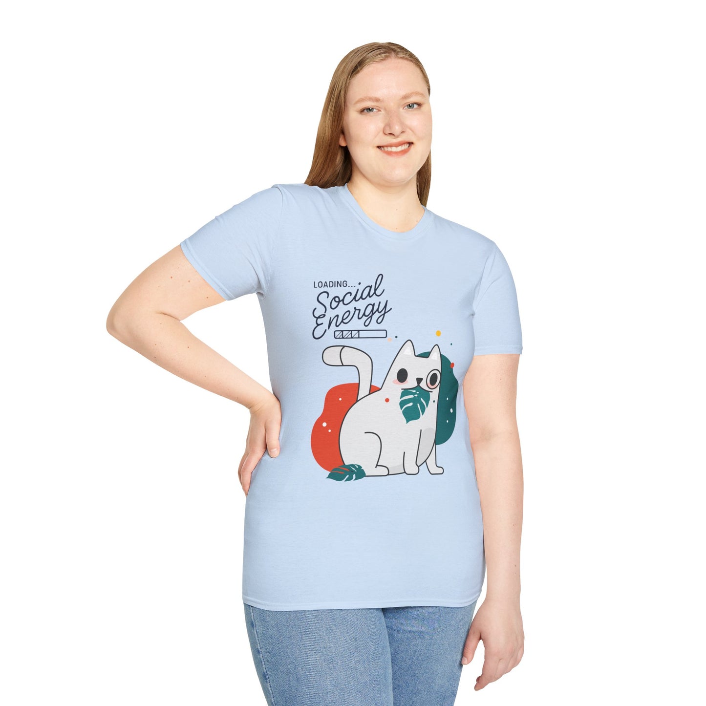 HoodnTee Shirt | Social Energy Loading... Cute Cat Tee 🔋🐈