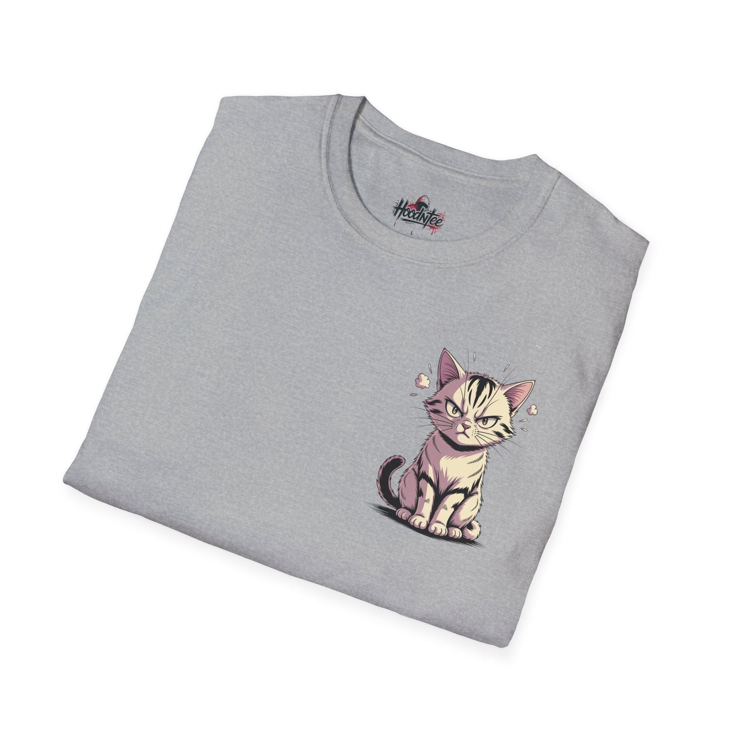 HoodnTee Shirt - "Give Me Coffee & Meow" Cute Grumpy Cat Graphic Tee