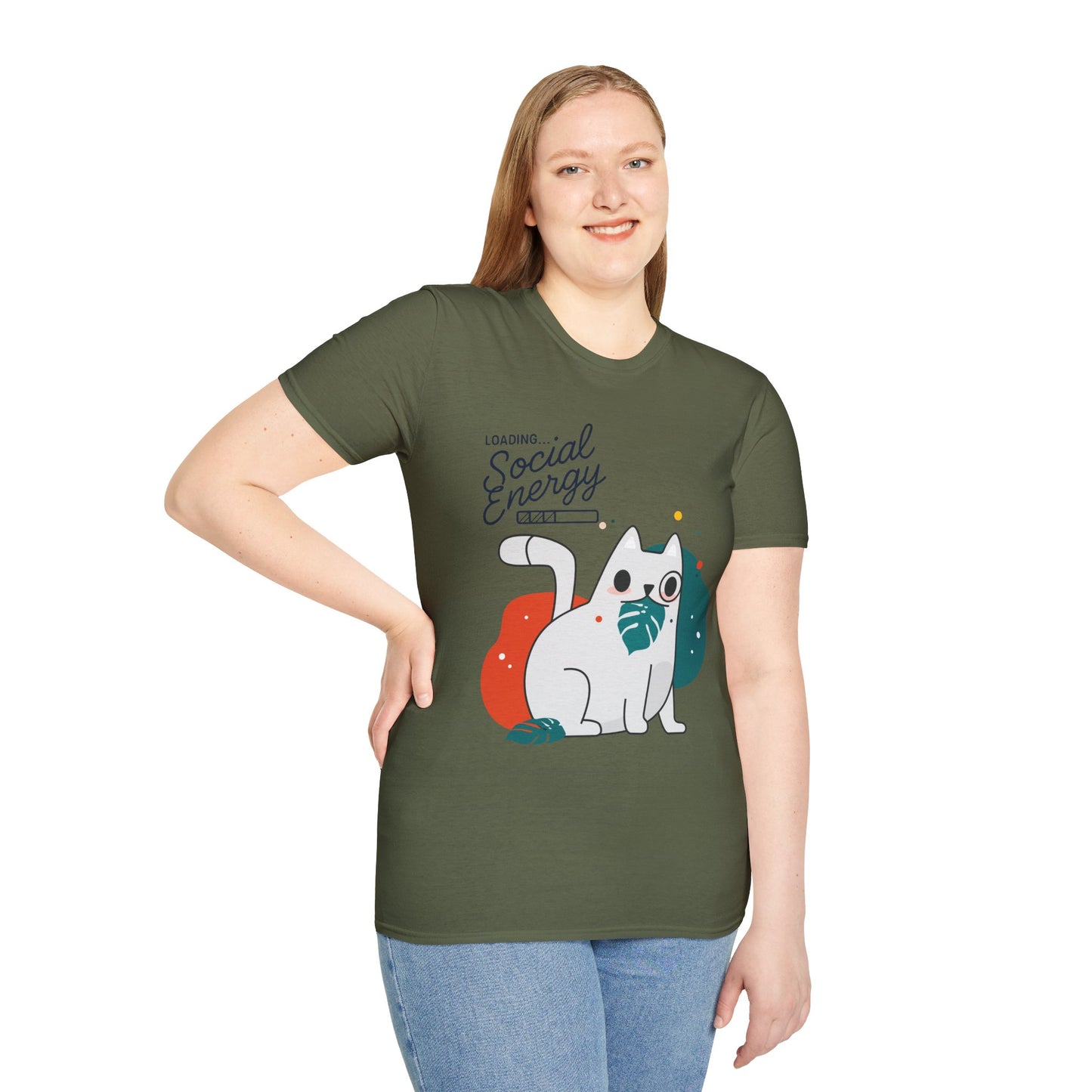 HoodnTee Shirt | Social Energy Loading... Cute Cat Tee 🔋🐈