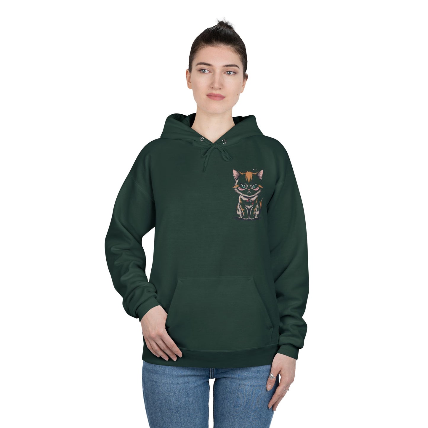 HoodnTee Hoodie - Funny Cat Coffee Hoodie – “Give Me Coffee or Give Me a Reason”