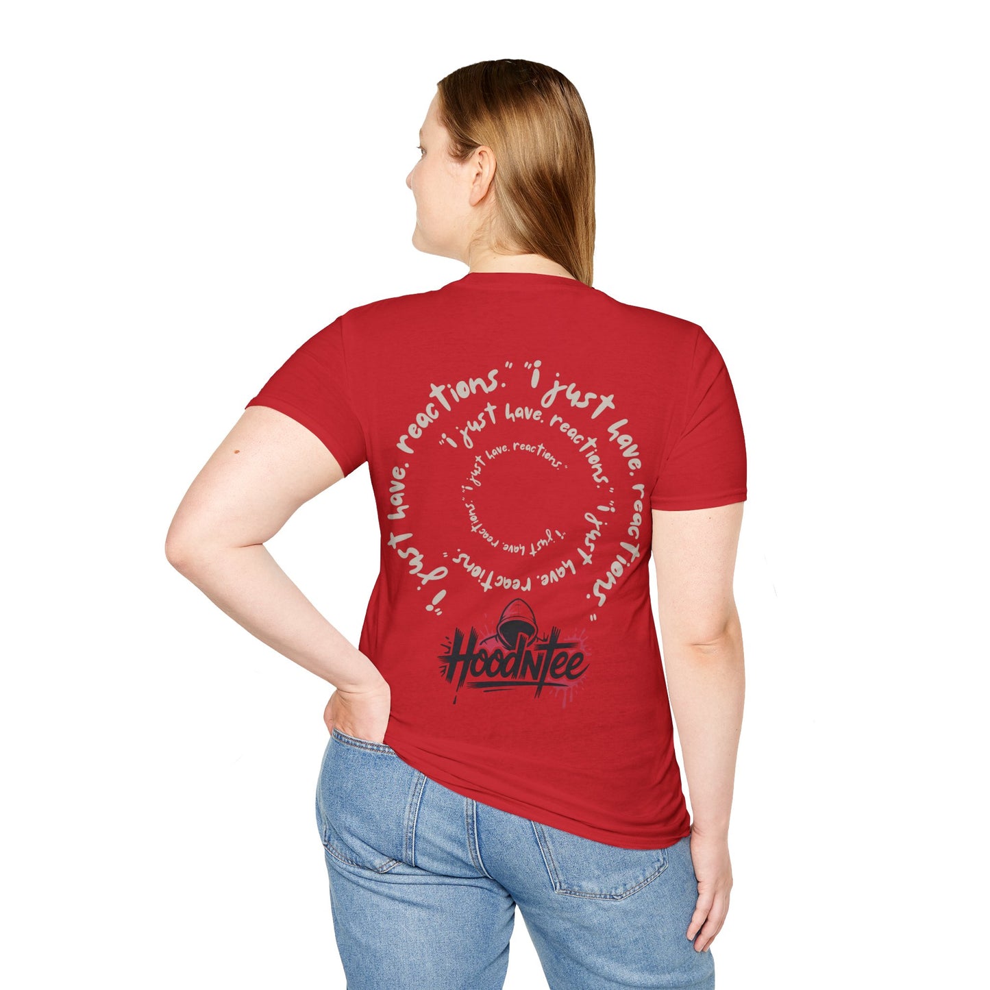 I'm Not Rude “I Just Have Reactions” Spiral Quote T-Shirt