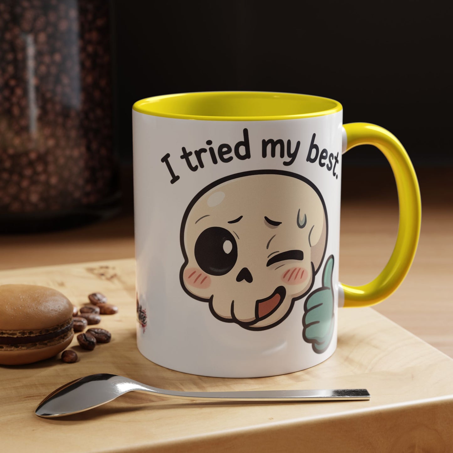 HoodnTee Mug - I Tried My Best Skull Coffee Mug — Cute Goth Accent Ceramic Mug (11/15oz)