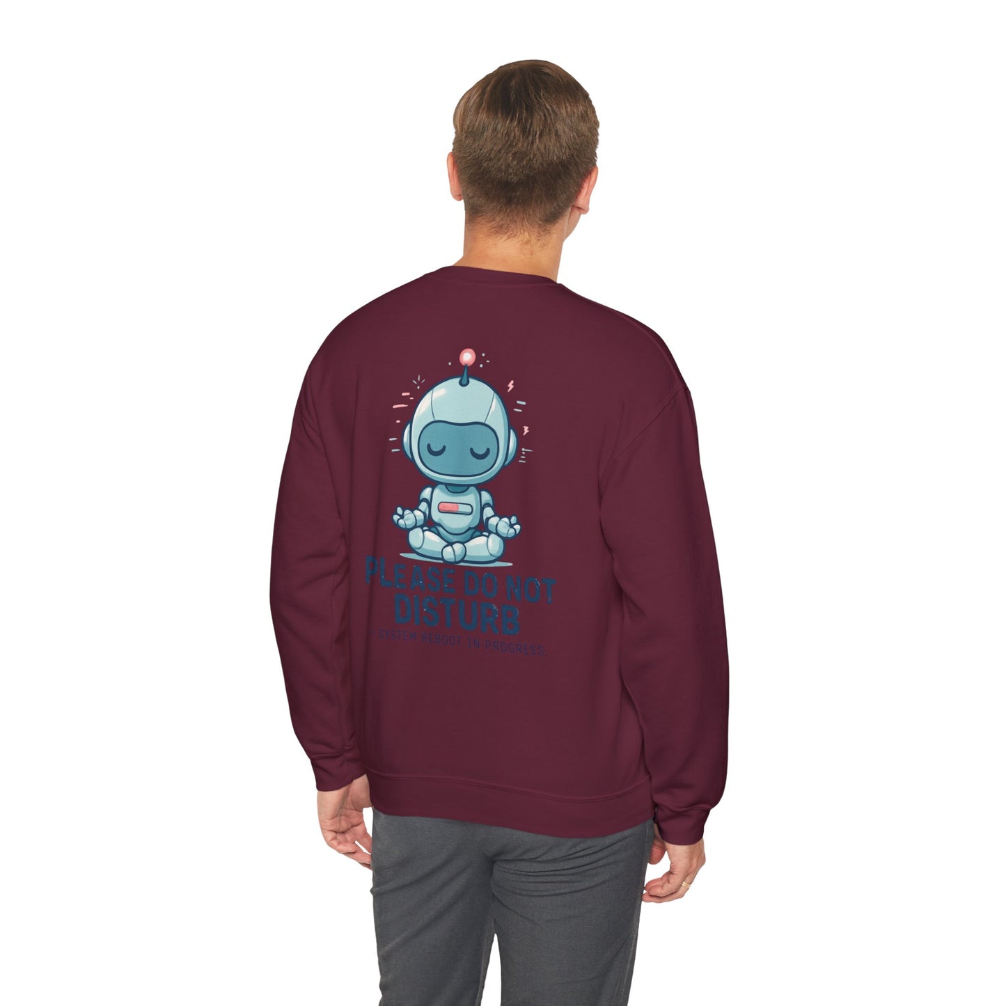 HoodnTee Sweatshirt | Please Do Not Disturb Sweatshirt — Cute Meditating Robot Crewneck 🤖