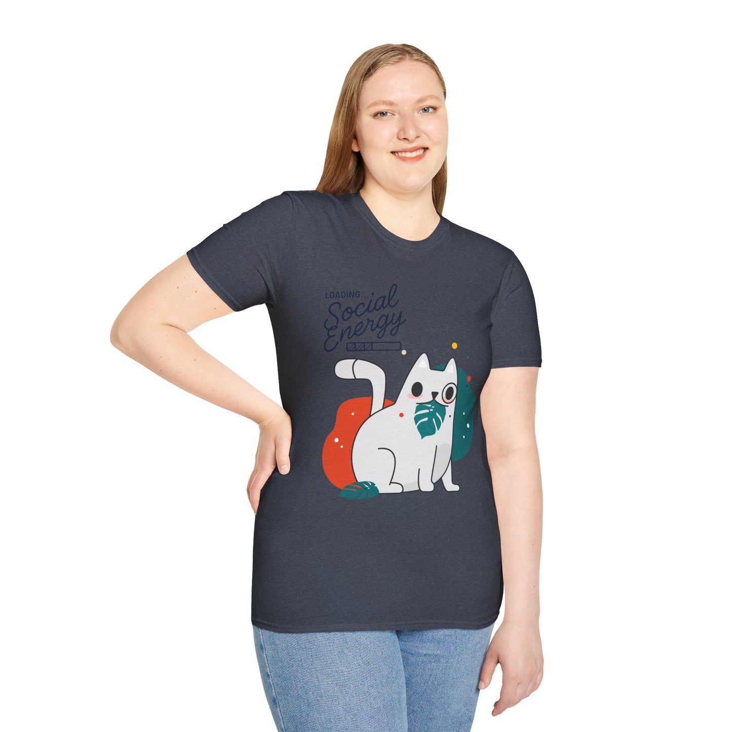 HoodnTee Shirt | Social Energy Loading... Cute Cat Tee 🔋🐈