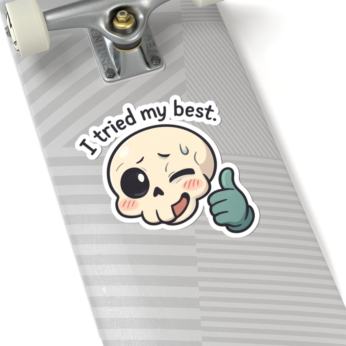 HoodnTee Sticker | I Tried My Best Skull Sticker — Cute Kawaii Thumbs-Up Kiss-Cut Sticker 👍