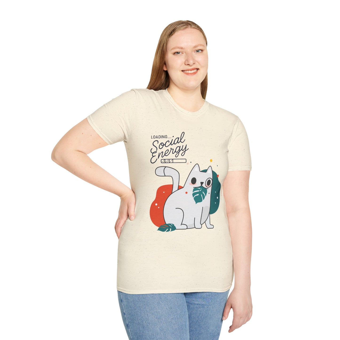 HoodnTee Shirt | Social Energy Loading... Cute Cat Tee 🔋🐈