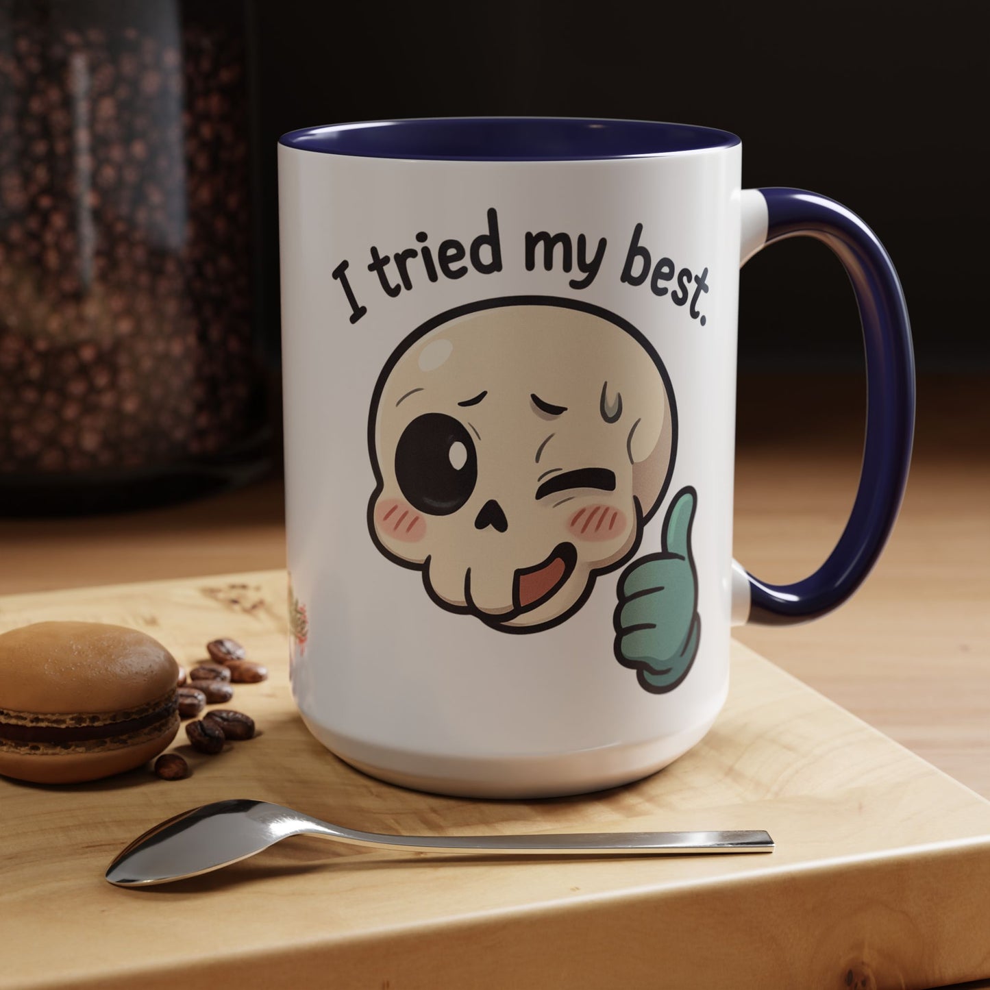 HoodnTee Mug - I Tried My Best Skull Coffee Mug — Cute Goth Accent Ceramic Mug (11/15oz)