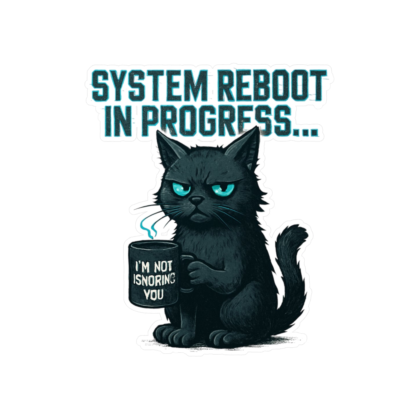 HoodnTee Sticker | System Reboot Cat Sticker 🐾🔋