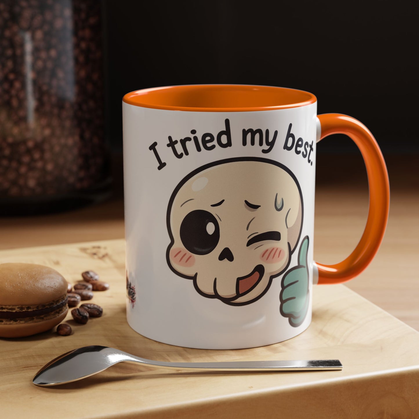 HoodnTee Mug - I Tried My Best Skull Coffee Mug — Cute Goth Accent Ceramic Mug (11/15oz)